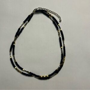 Chico's Elegant Blue and Gold Beaded Necklace